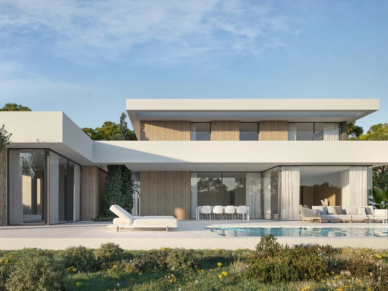 Villa moderna de cinco dormitorios con piscina en Moraira