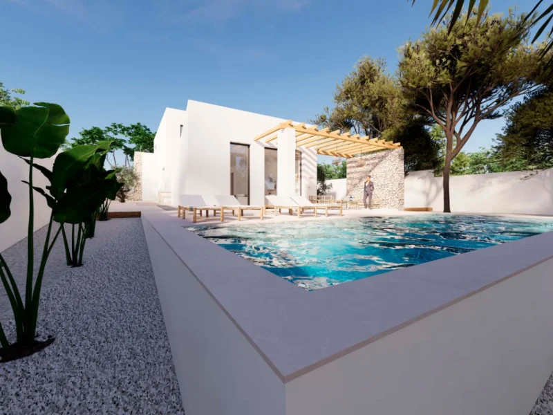 Villa de estilo ibicenco en Moraira con piscina privada