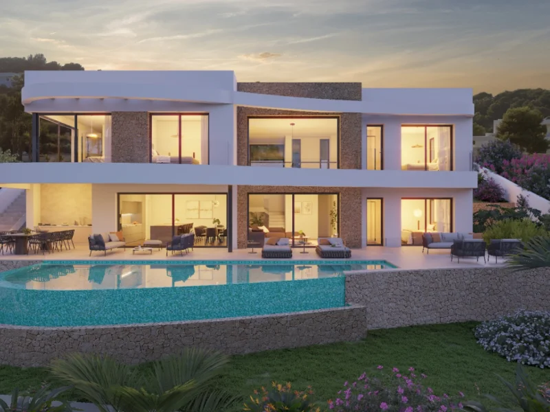 Elegante villa de obra nueva en Moraira con vistas al mar