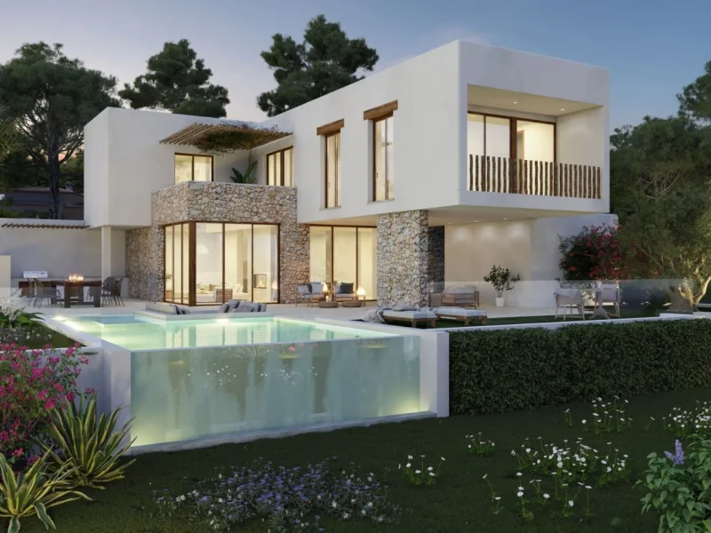Villa ibicenca en Las Laderas, Jávea con vistas panorámicas
