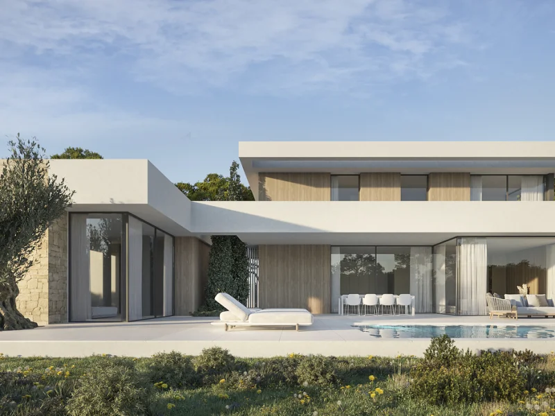 Villa moderna de cinco dormitorios con piscina privada en Moraira