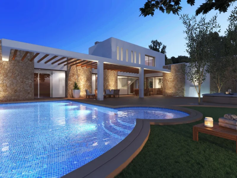Villa de estilo ibicenco en Jávea con piscina privada