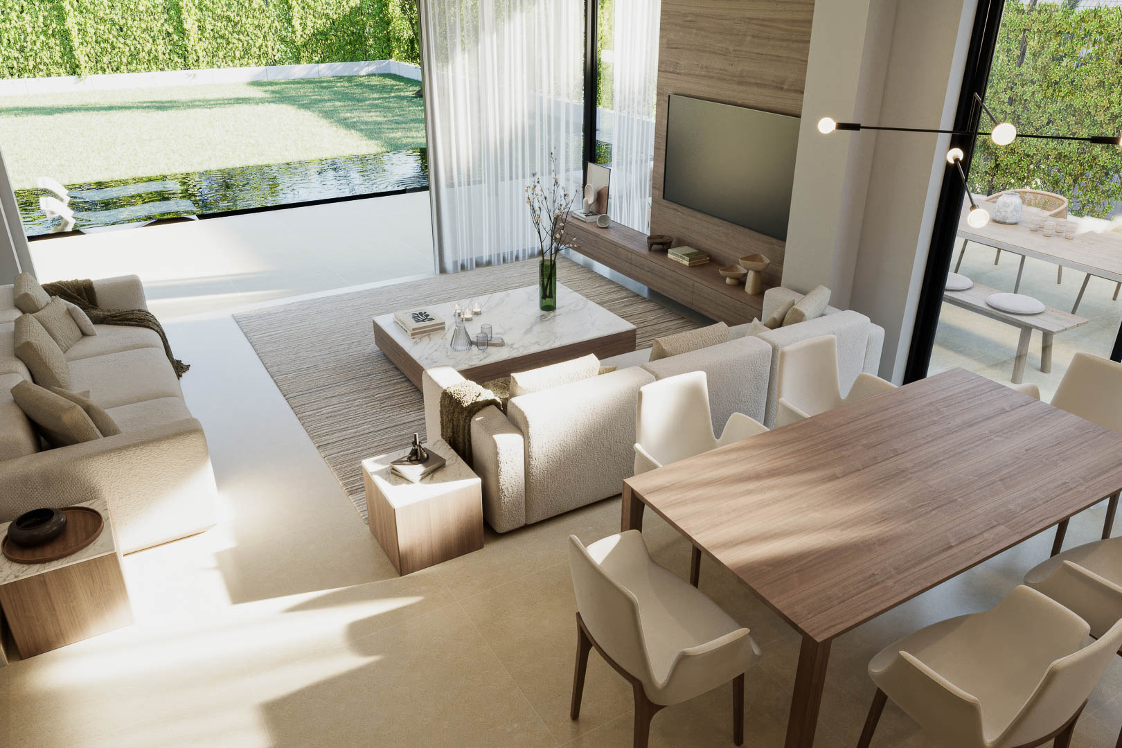 Villa moderna de tres dormitorios con piscina privada en Finestrat