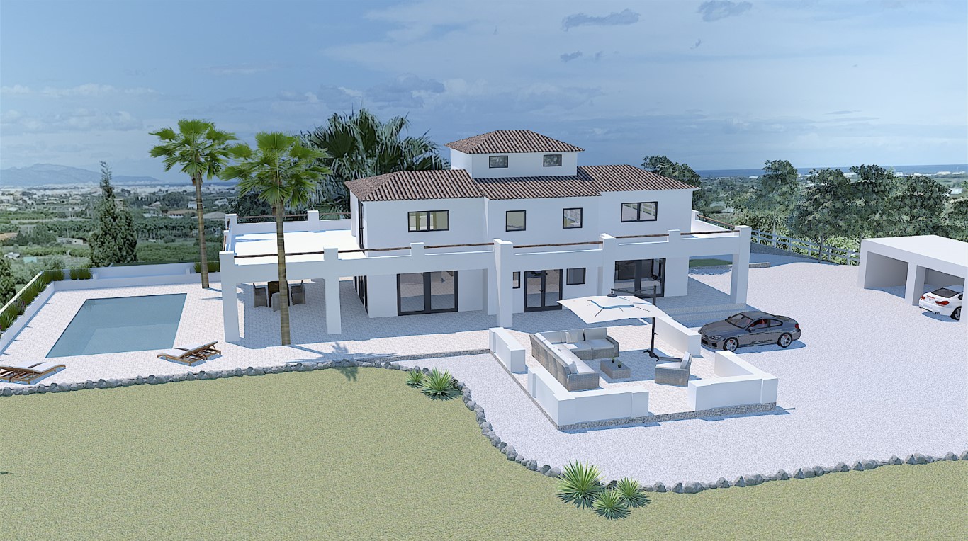 Villa en Pedreguer con vistas al mar y gran parcela