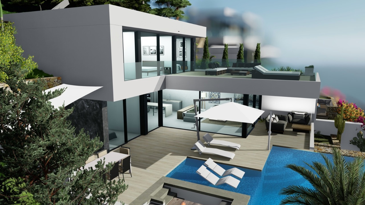 Villa de obra nueva con vistas al mar en Calpe
